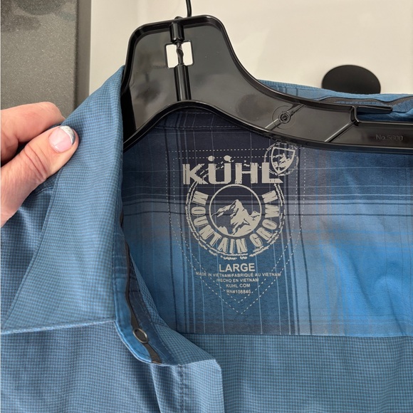 Kuhl men’s Blue Short Sleeve snap Shirt size large never worn - Picture 4 of 8